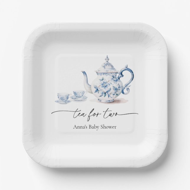 Tea for Two Baby Shower Paper Plate (Front)