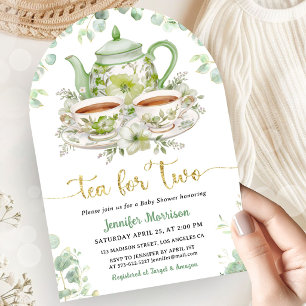 Tea for Two Baby Shower Twins Gender Neutral Arch Invitation