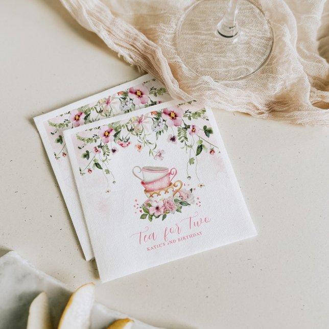 Tea for Two Birthday Napkins | Floral Tea Party (Creator Uploaded)