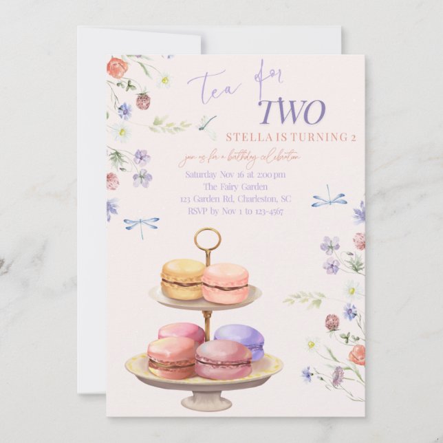 Tea for Two Birthday Party Invitation (Front)