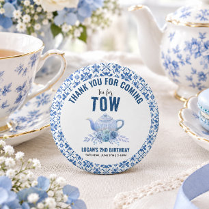 Tea for Two – Floral 2nd Birthday Party 3 Cm Round Badge