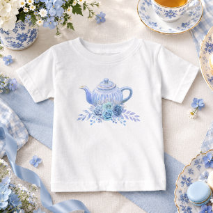 Tea for Two – Floral 2nd Birthday Party Baby T-Shirt