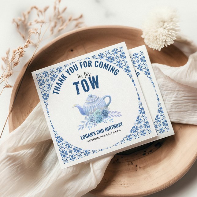 Tea for Two – Floral 2nd Birthday Party Napkin (Creator Uploaded)