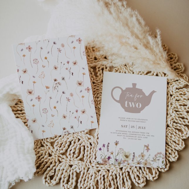 Tea For Two Floral Birthday Invitation (Tea For Two Floral Birthday Invitation)