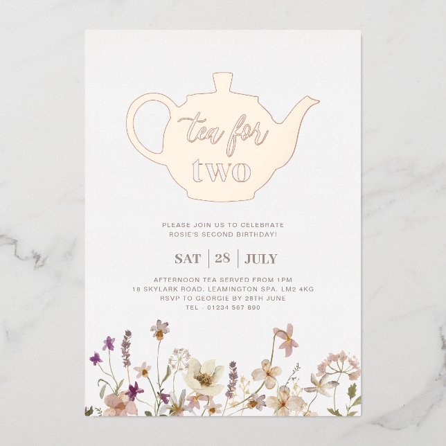 Tea For Two Floral Birthday - Rose Gold (Front)