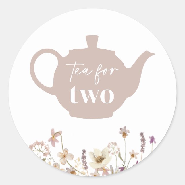 Tea For Two Floral Classic Round Sticker (Front)