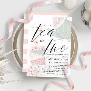 Tea for Two Floral Tea Party Twin Baby Shower Invitation