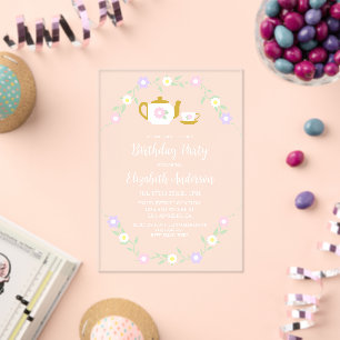 Tea for Two Girl 2nd Birthday Acrylic Invitations