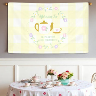 Tea for Two Girl 2nd Birthday Banner