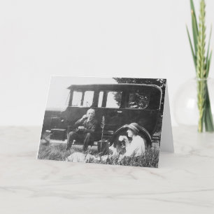 Tea For Two Old Black & White Image -Greeting Card