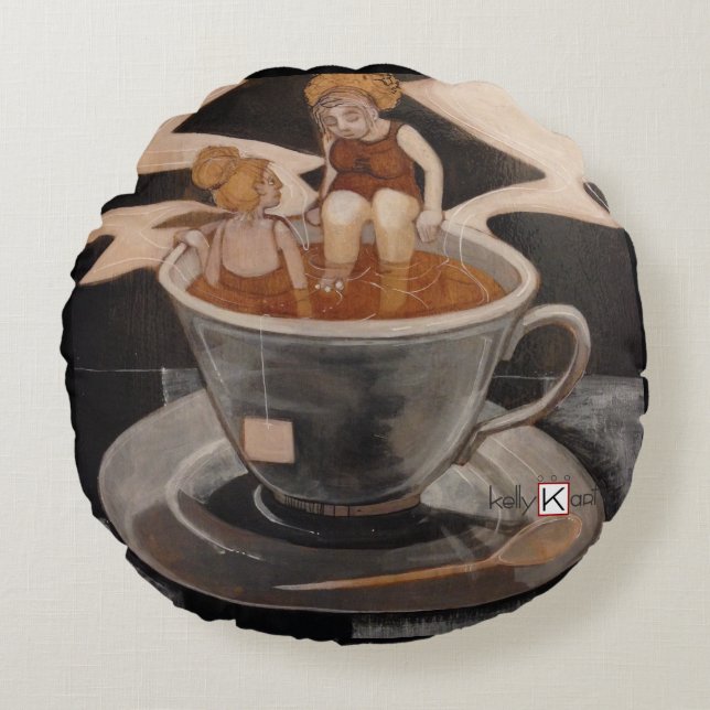 Tea for Two Round Cushion (Front)