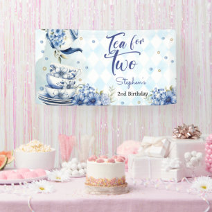 Tea for two, second birthday for kids banner