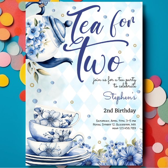 Tea for two, second birthday for kids invitation (Creator Uploaded)