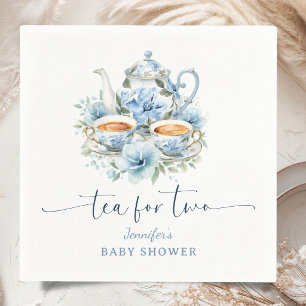 Tea for Two Tea Baby Shower Boy Blue Floral Napkin