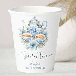 Tea for Two Tea Baby Shower Boy Blue Floral Paper Cups