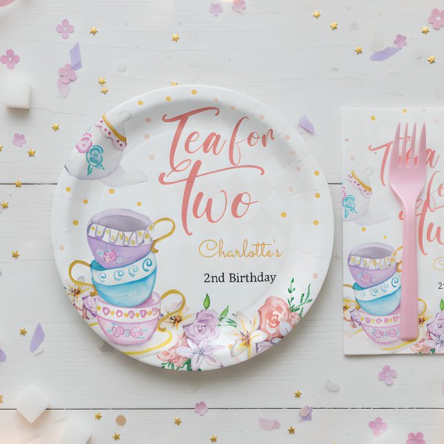 Tea for two, tea birthday paper plate (Creator Uploaded)