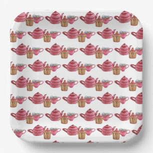 Tea For Two Tea Cup Pattern Paper Plates