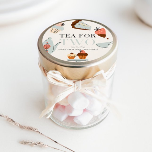 Tea for Two | Tea Party Baby Shower Classic Round Sticker (Creator Uploaded)