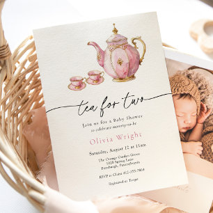Tea for Two Twin Baby Shower Tea Party  Invitation