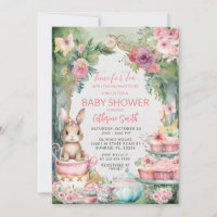 Tea for Two With the Bunny To Be Baby Shower Invit