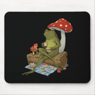 Tea Frog Mushroom Cnic Cute Nature Aesthetic Cotta Mouse Mat