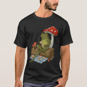 Tea Frog Mushroom Cnic Cute Nature Aesthetic Cotta T-Shirt