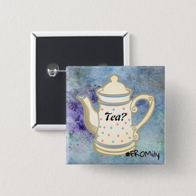 Tea? #FROMily From Fandom Liu Diner Design 15 Cm Square Badge (Front & Back)