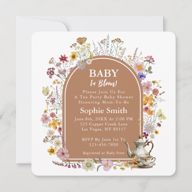 Tea Garden Baby In Bloom Baby Shower Invitation (Front)