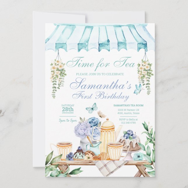 Tea Garden Birthday Invitation (Front)