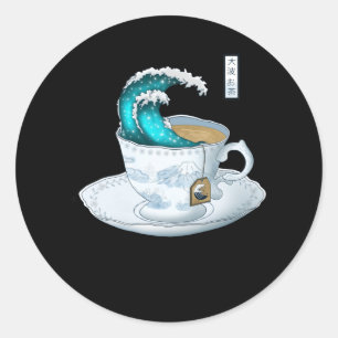 Tea Great Wave Off Kanagawa Classic Round Sticker