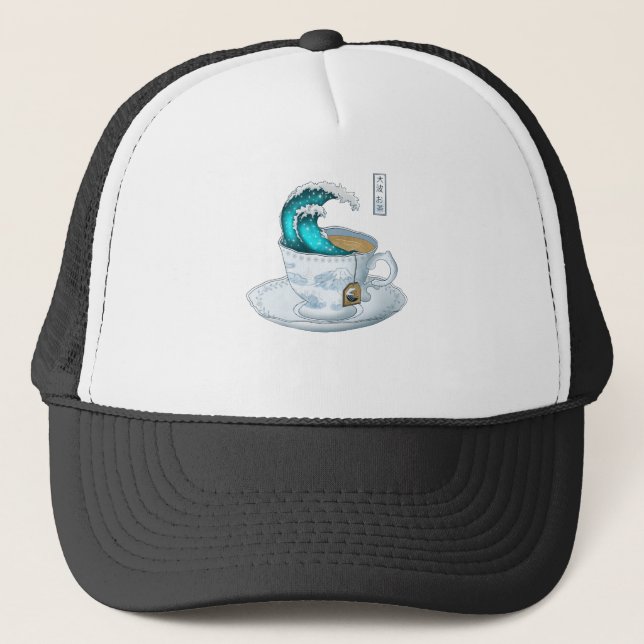 Tea Great Wave Off Kanagawa Trucker Hat (Front)