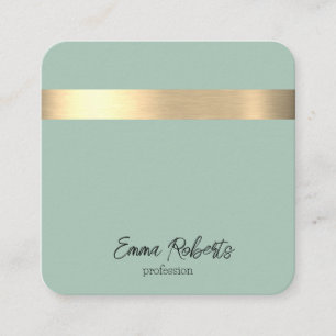Tea Green Gold Foil Rustic Faux Square Business Card