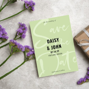 Tea Green Modern Script Typography Save the Date