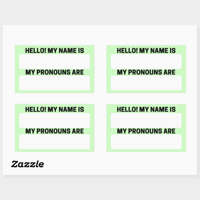 Tea Green Name & Pronoun Labels (Sheet)
