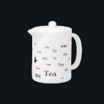 Tea in other languages teapot - Pink<br><div class="desc">tea, languages, linguaphile, language, typography, languphile, stylish, "different languages", "many languages", brown, white, linguist, linguists, linguaphiles, "other languages", international, world, worldwide, global, diplomat, "love tea", "tea love", "tea lover", "tea fan" , "international tea", teapot, "tea pot", words, word, typographical, "word cloud", cool, chai, cha, countries, travel, traveller, flyer, flier, educational...</div>