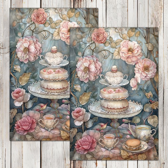 TEA IN THE ROSE GARDEN DECOUPAGE TISSUE PAPER (TEA IN THE ROSE GARDEN DECOUPAGE TISSUE PAPER)