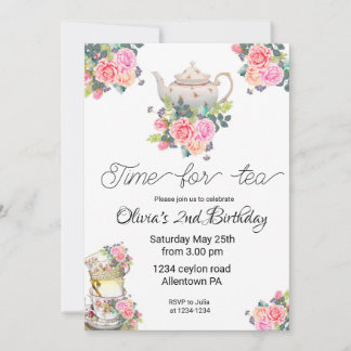 Tea Invitation, tea birthday invitation tea party 