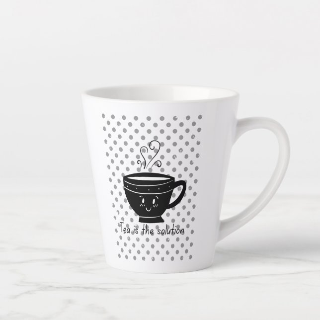 Tea is the solution, tea for every time. latte mug (Right)