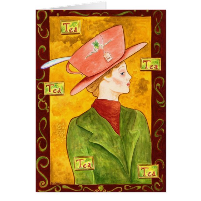 Tea Lady in Green Note Card (Front)