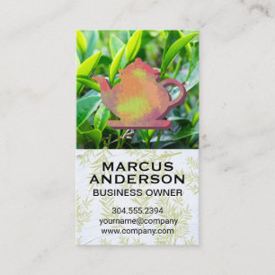 Tea Leaf Fields   Tea Pot Logo Business Card