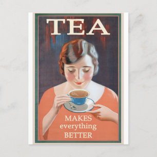 Tea Lover Cafe Vintage Illustration Postcard