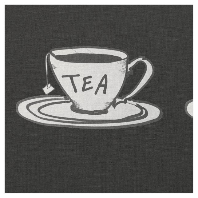 Tea Lover Drawing Minimalist Fabric (Close Up)