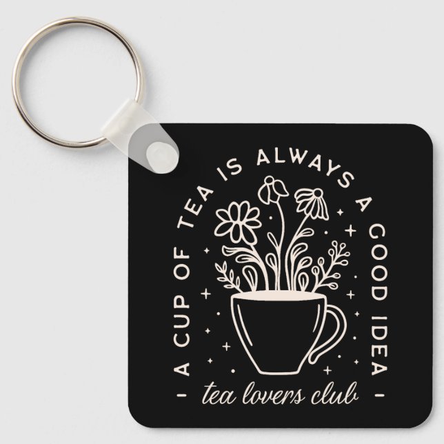 Tea lover funny quotes key ring (Front)