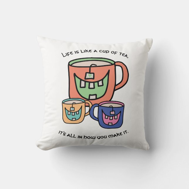 Tea Lover Phrase Tea Positivity Optimistic  Cushion (Front)