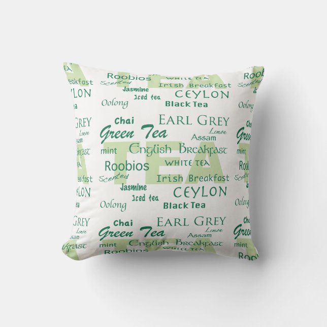 Tea Lover-Tea Types Word Cloud Cushion (Front)