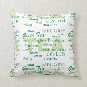 Tea Lover-Tea Types Word Cloud Cushion