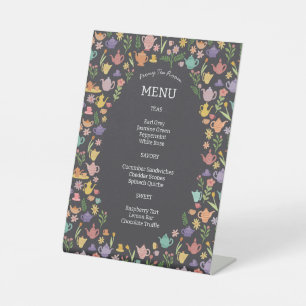 Tea Menu Cute Colourful CUSTOM Pedestal Sign