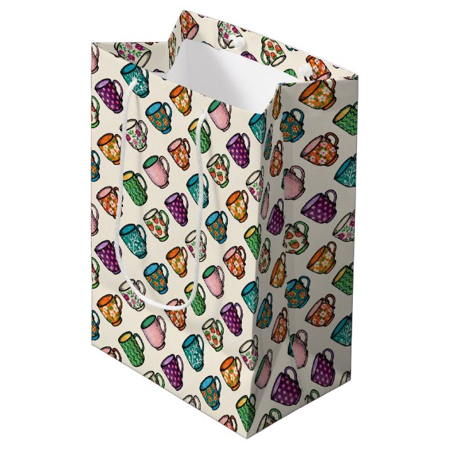 Tea Mugs Medium Gift Bag (Front Angled)