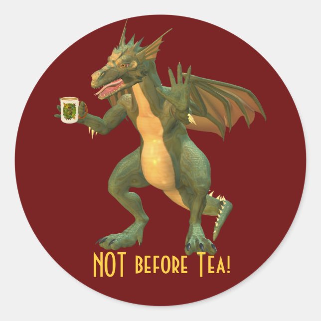 Tea or Coffee Dragon Classic Round Sticker (Front)
