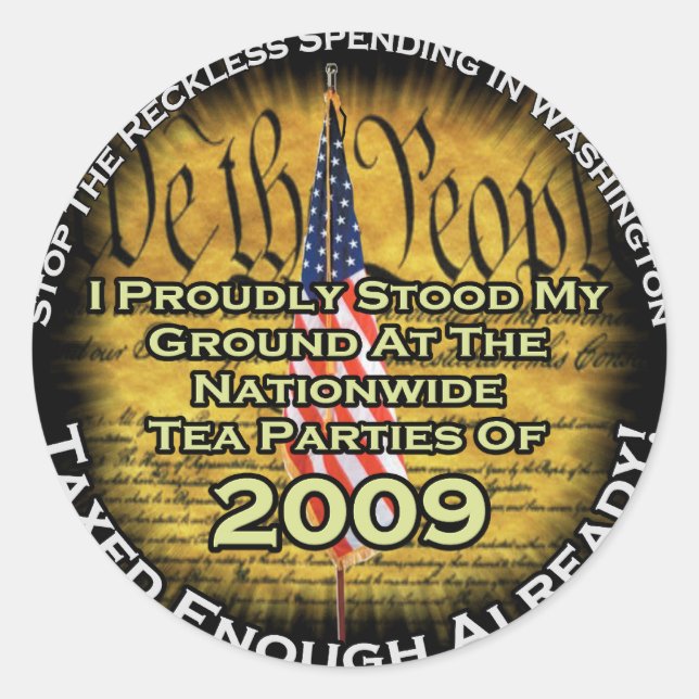 Tea party 2009 classic round sticker (Front)